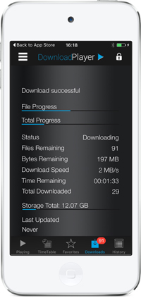 iOS Download Player - Downloads Screen