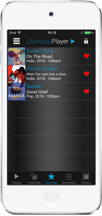 iOS Download Player - favourites Screen